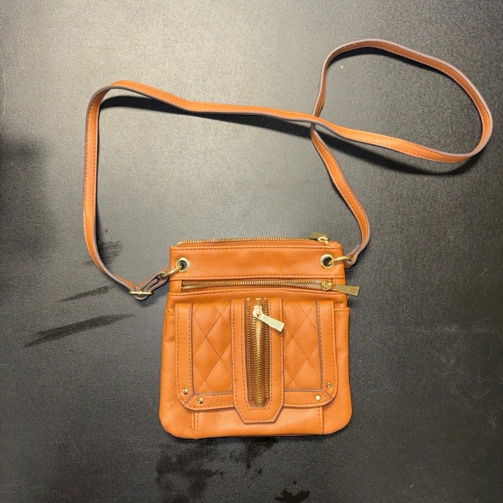 Stylish Tan Quilted Crossbody Bag